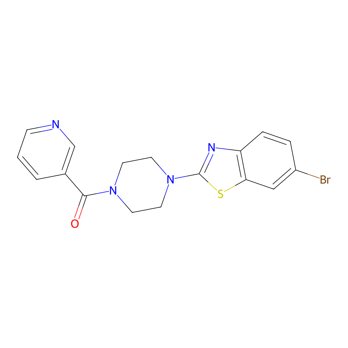 6-Bromo-2-[4-(pyridine-3-carbonyl)piperazin-1-yl]-1,3-benzothiazole molecular structure, CAS 2770626-51-0