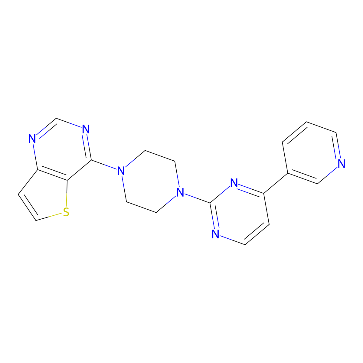 4-(Pyridin-3-yl)-2-(4-{thieno[3,2-d]pyrimidin-4-yl}piperazin-1-yl)pyrimidine molecular structure, CAS 2770626-55-4