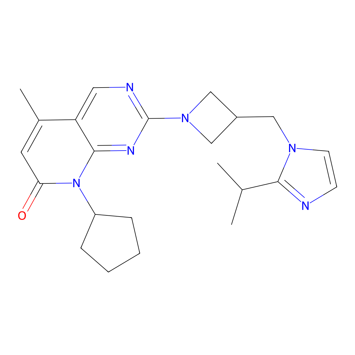 8-cyclopentyl-5-methyl-2-(3-{[2-(propan-2-yl)-1H-imidazol-1-yl]methyl}azetidin-1-yl)-7H,8H-pyrido[2,3-d]pyrimidin-7-one molecular structure, CAS 2770626-58-7