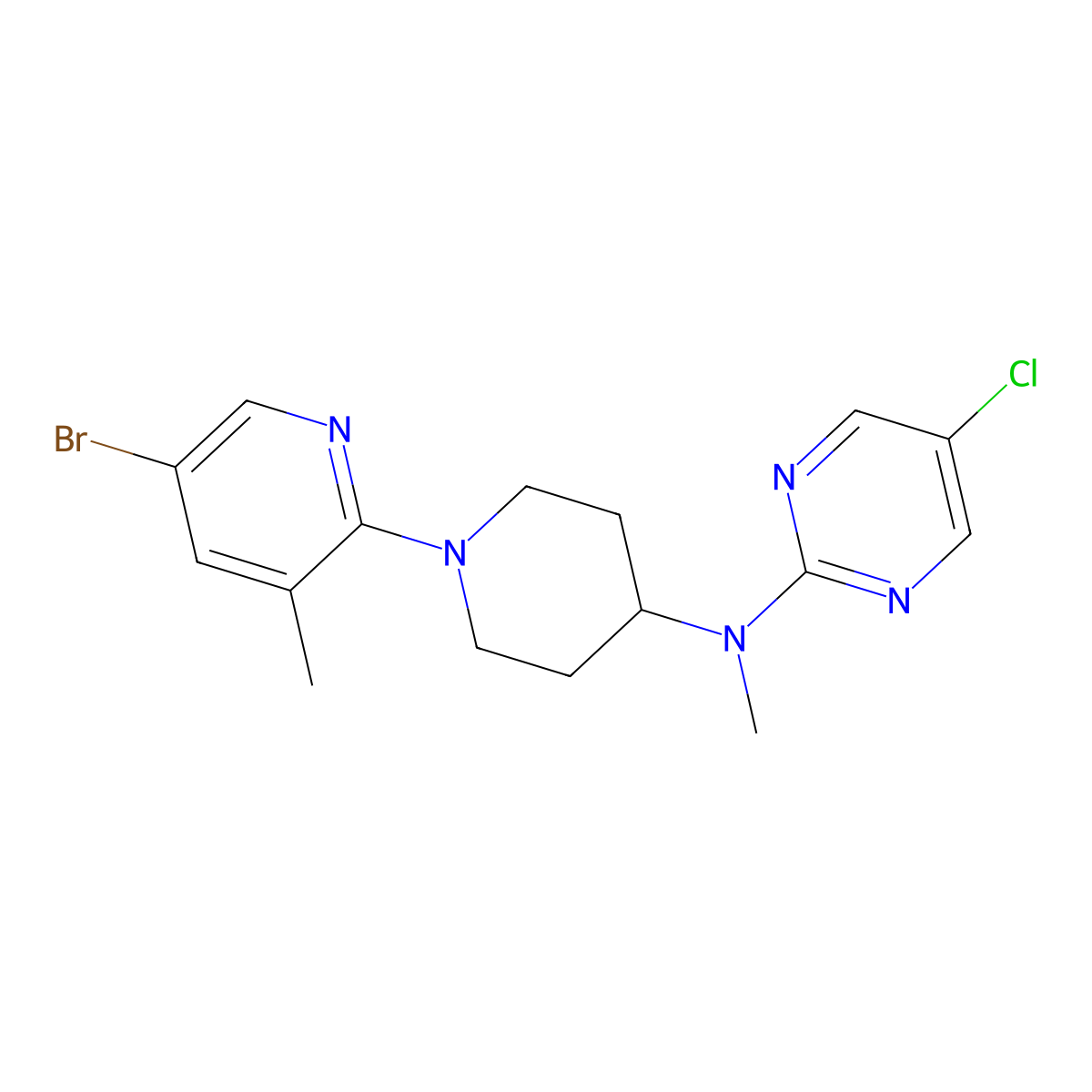 N-[1-(5-bromo-3-methylpyridin-2-yl)piperidin-4-yl]-5-chloro-N-methylpyrimidin-2-amine molecular structure, CAS 2770626-60-1