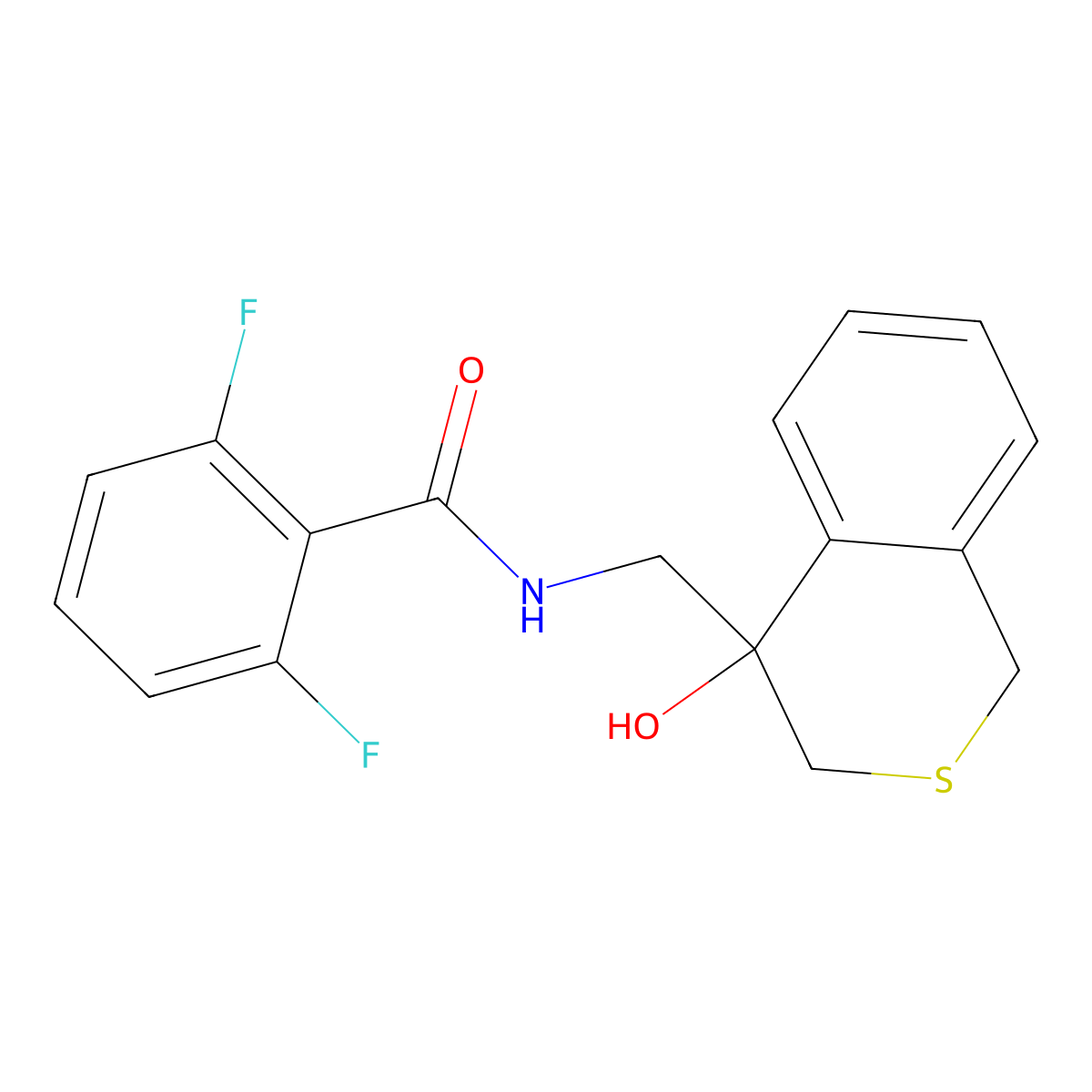2,6-difluoro-N-[(4-hydroxy-3,4-dihydro-1H-2-benzothiopyran-4-yl)methyl]benzamide molecular structure, CAS 2770626-61-2