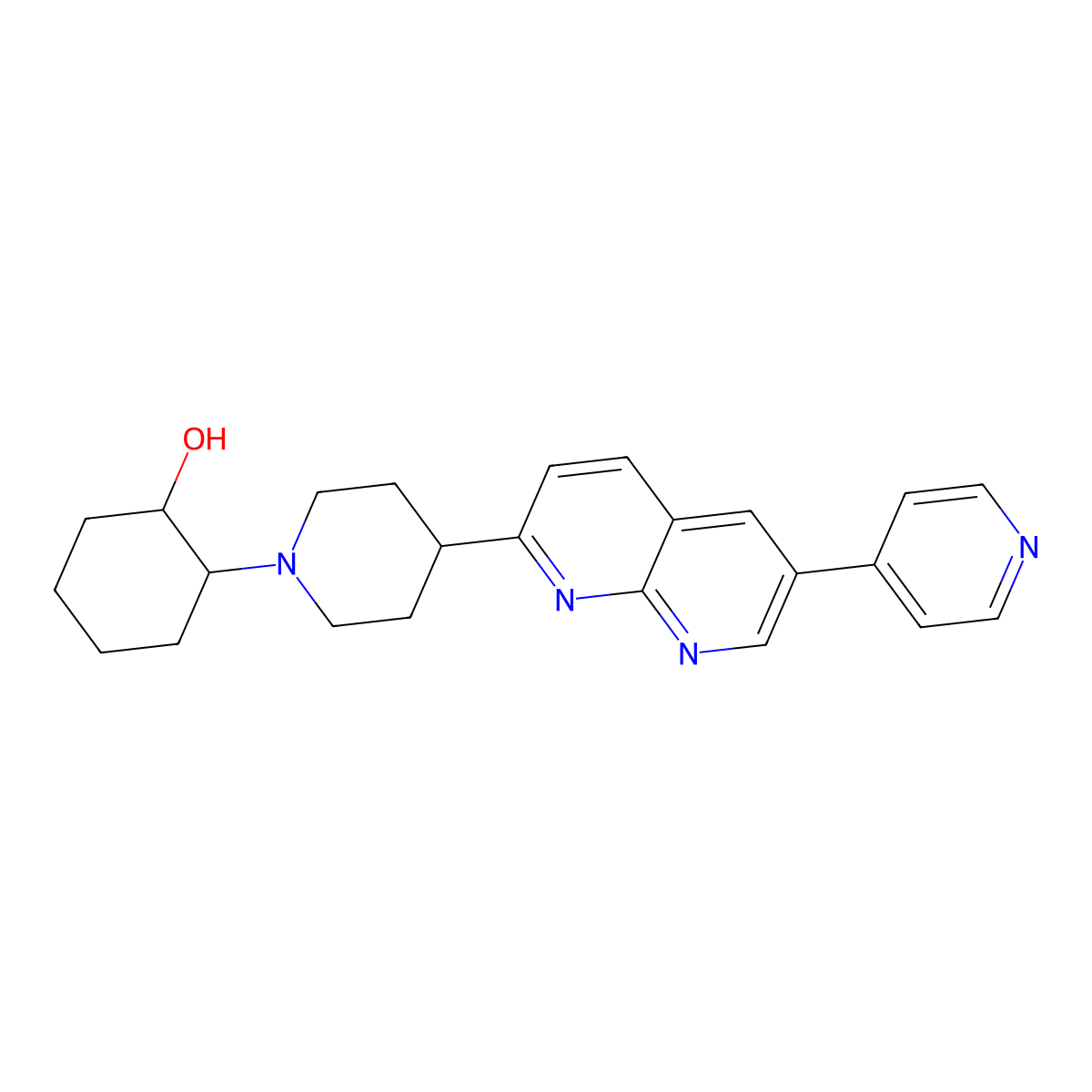 2-{4-[6-(Pyridin-4-yl)-1,8-naphthyridin-2-yl]piperidin-1-yl}cyclohexan-1-ol molecular structure, CAS 2770626-64-5