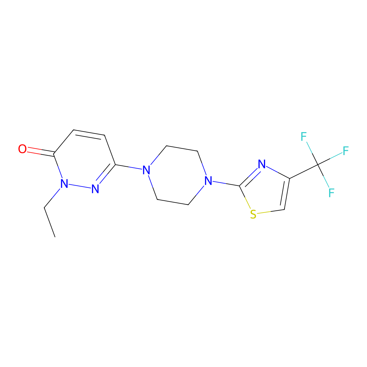 2-Ethyl-6-{4-[4-(trifluoromethyl)-1,3-thiazol-2-yl]piperazin-1-yl}-2,3-dihydropyridazin-3-one molecular structure, CAS 2770626-72-5