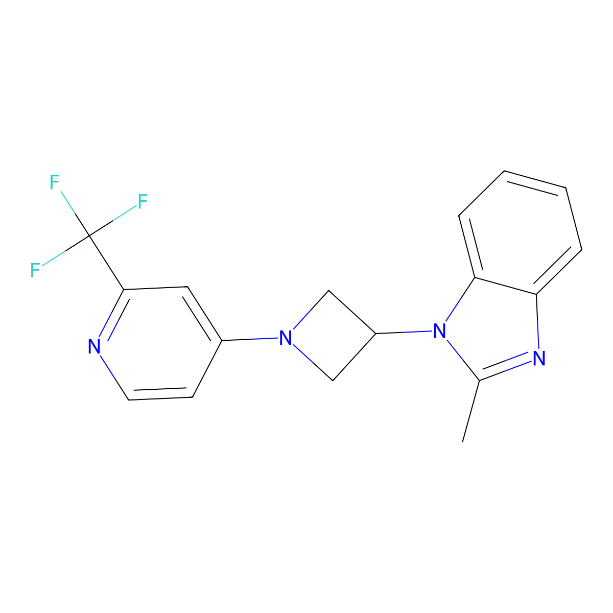 2-methyl-1-{1-[2-(trifluoromethyl)pyridin-4-yl]azetidin-3-yl}-1H-1,3-benzodiazole molecular structure, CAS 2770626-73-6