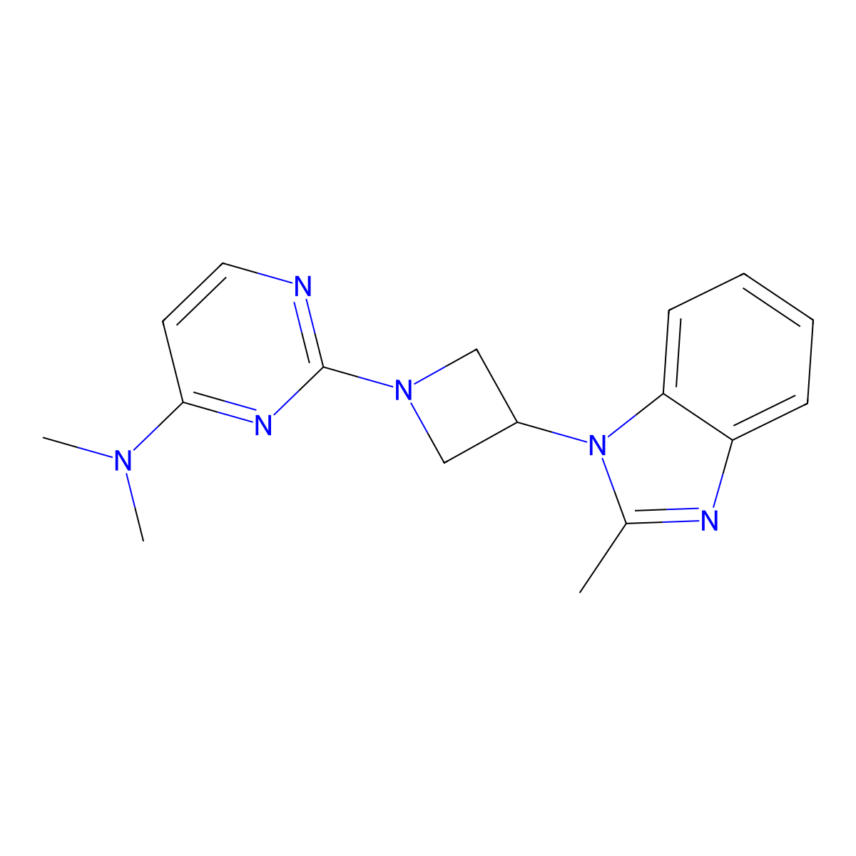N,N-dimethyl-2-[3-(2-methyl-1H-1,3-benzodiazol-1-yl)azetidin-1-yl]pyrimidin-4-amine molecular structure, CAS 2770626-78-1