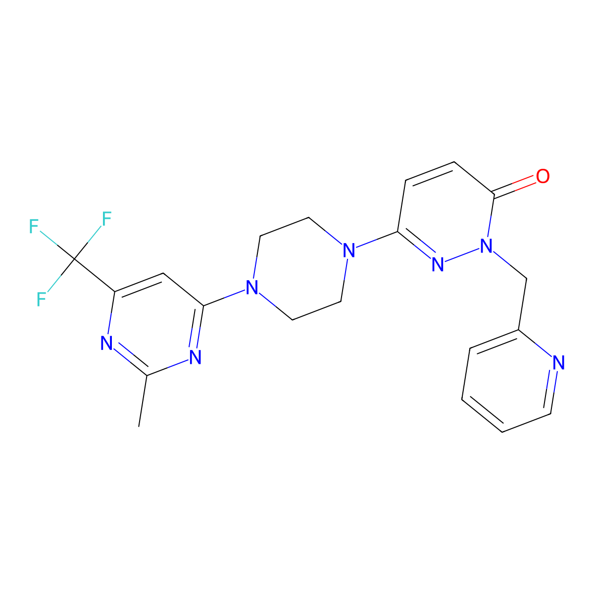6-{4-[2-Methyl-6-(trifluoromethyl)pyrimidin-4-yl]piperazin-1-yl}-2-[(pyridin-2-yl)methyl]-2,3-dihydropyridazin-3-one molecular structure, CAS 2770626-79-2