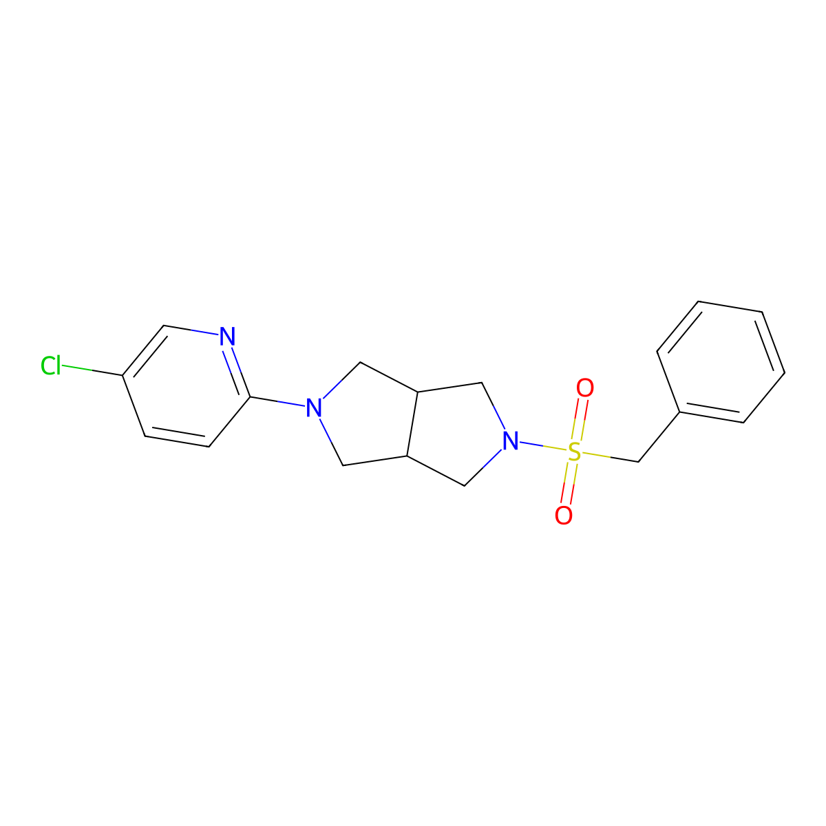 5-Chloro-2-{5-phenylmethanesulfonyl-octahydropyrrolo[3,4-c]pyrrol-2-yl}pyridine molecular structure, CAS 2770626-84-9