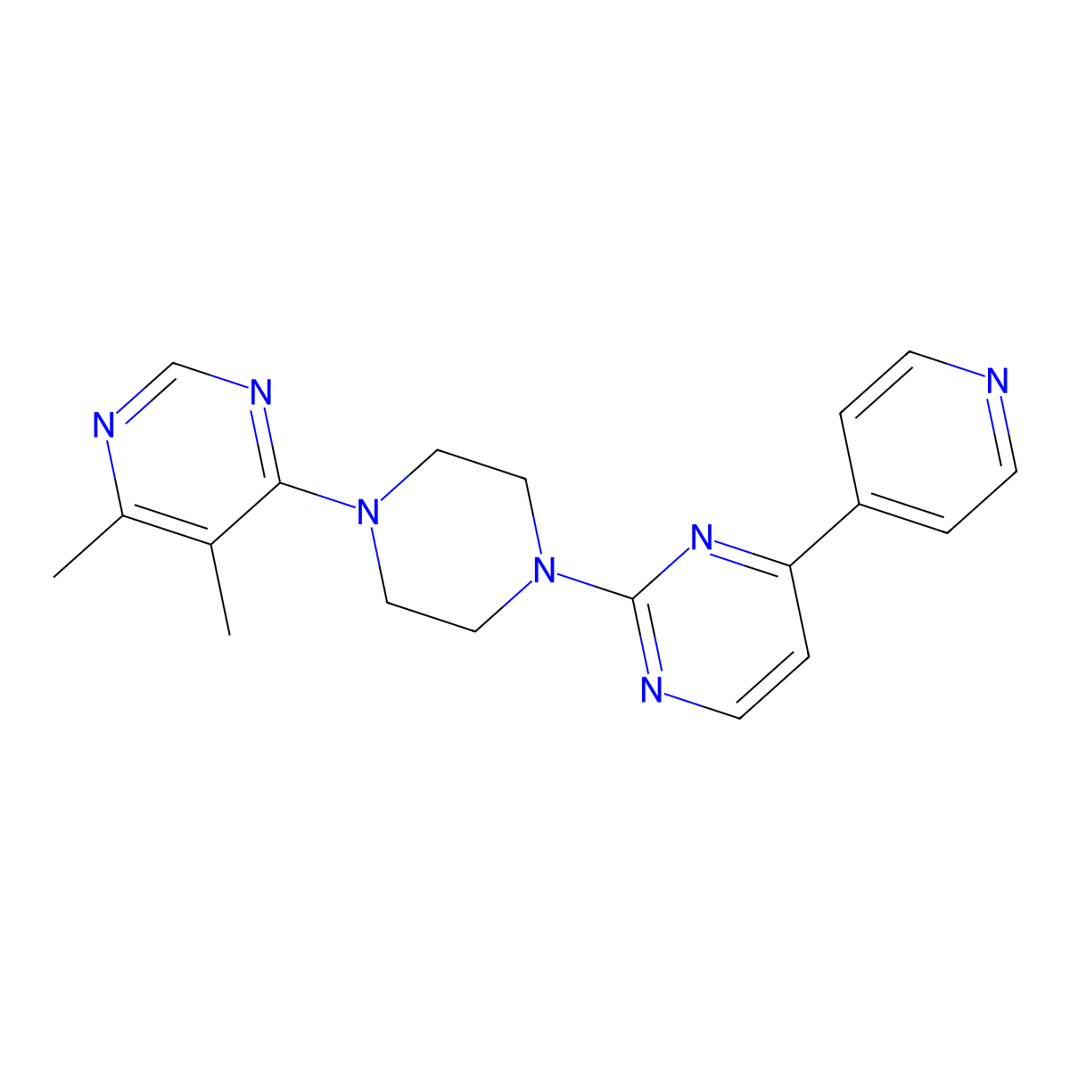 4,5-Dimethyl-6-{4-[4-(pyridin-4-yl)pyrimidin-2-yl]piperazin-1-yl}pyrimidine molecular structure, CAS 2770626-86-1