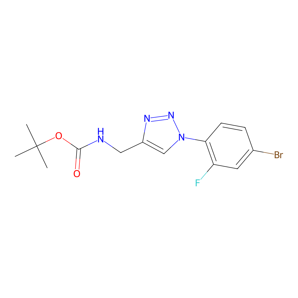 tert-butyl N-{[1-(4-bromo-2-fluorophenyl)-1H-1,2,3-triazol-4-yl]methyl}carbamate molecular structure, CAS 2770626-90-7