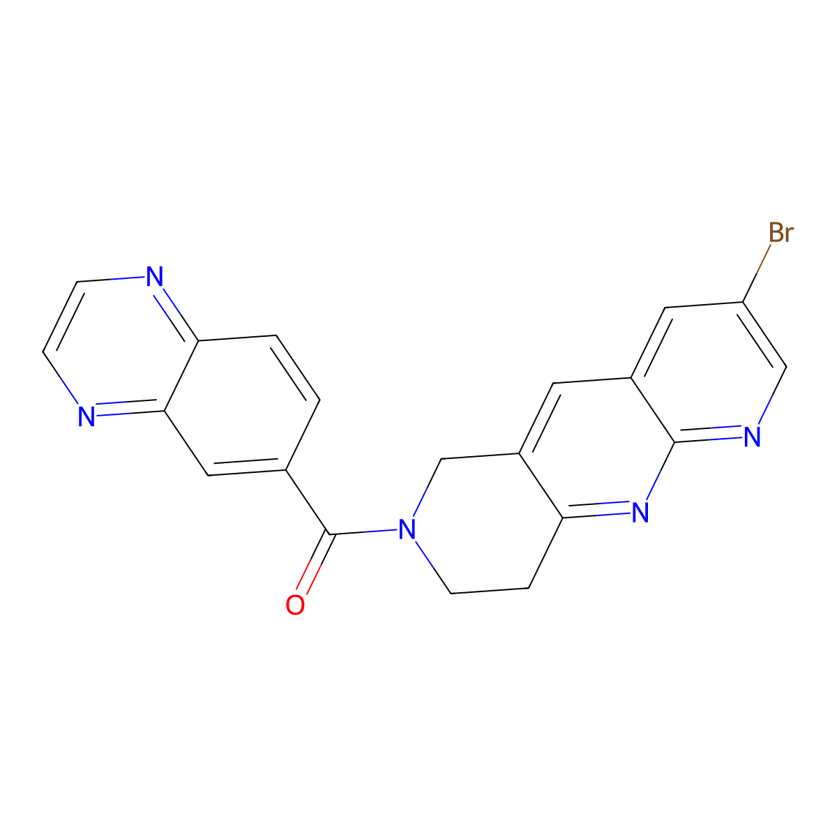 6-{3-bromo-6H,7H,8H,9H-pyrido[2,3-b]1,6-naphthyridine-7-carbonyl}quinoxaline molecular structure, CAS 2770626-92-9