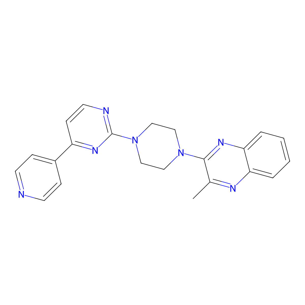 2-Methyl-3-{4-[4-(pyridin-4-yl)pyrimidin-2-yl]piperazin-1-yl}quinoxaline molecular structure, CAS 2770626-93-0
