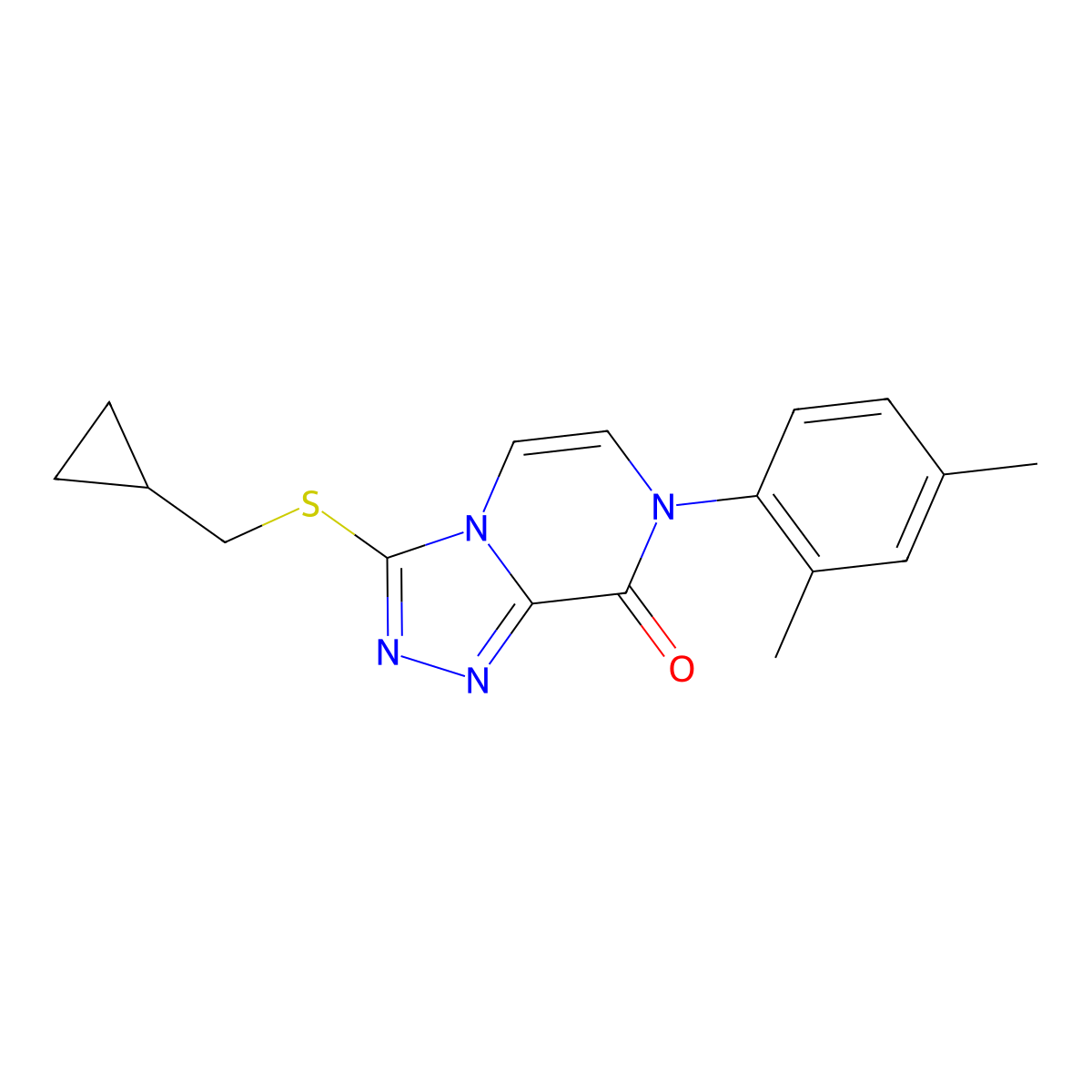 3-[(cyclopropylmethyl)sulfanyl]-7-(2,4-dimethylphenyl)-7H,8H-[1,2,4]triazolo[4,3-a]pyrazin-8-one molecular structure, CAS 2770626-94-1
