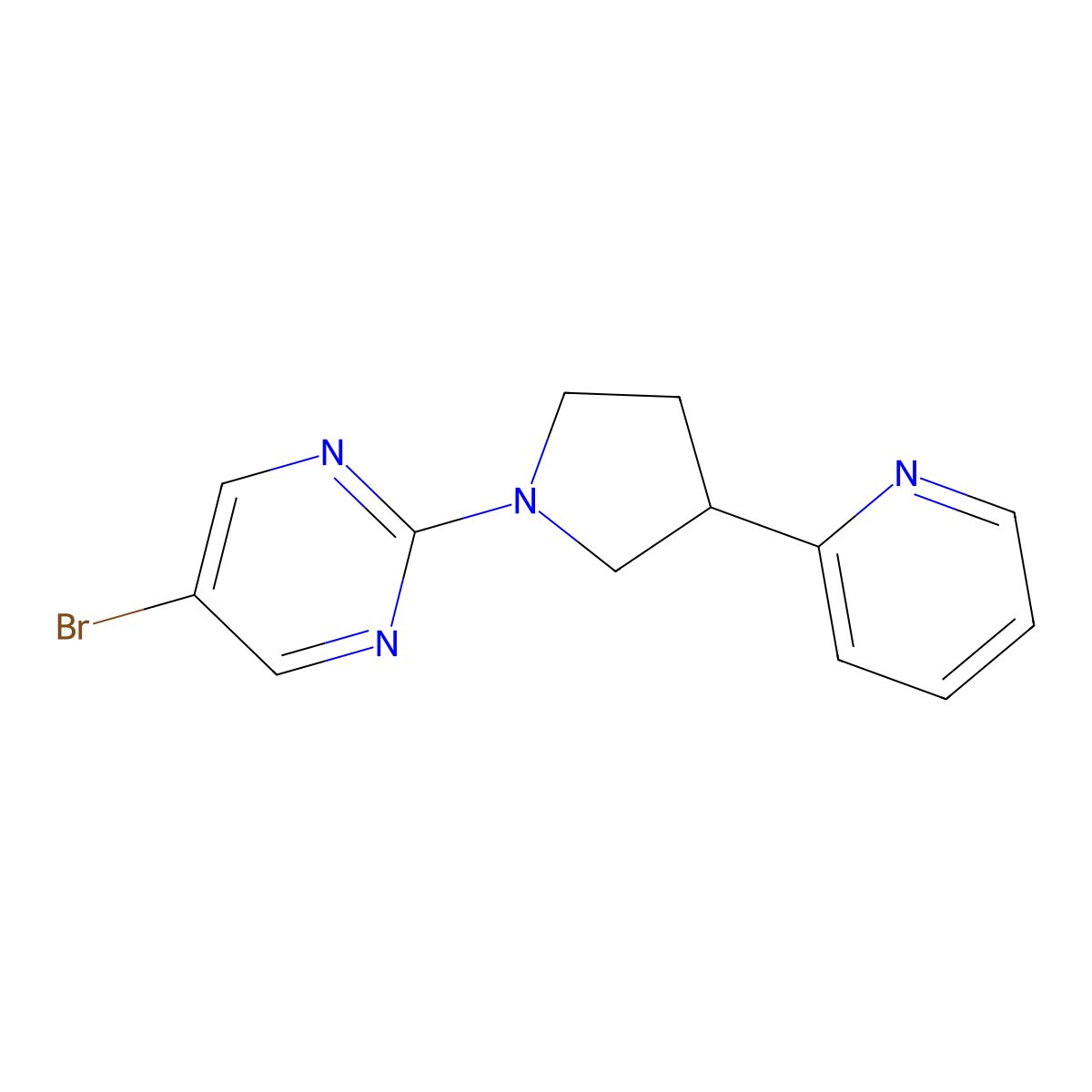 5-Bromo-2-[3-(pyridin-2-yl)pyrrolidin-1-yl]pyrimidine molecular structure, CAS 2770626-96-3
