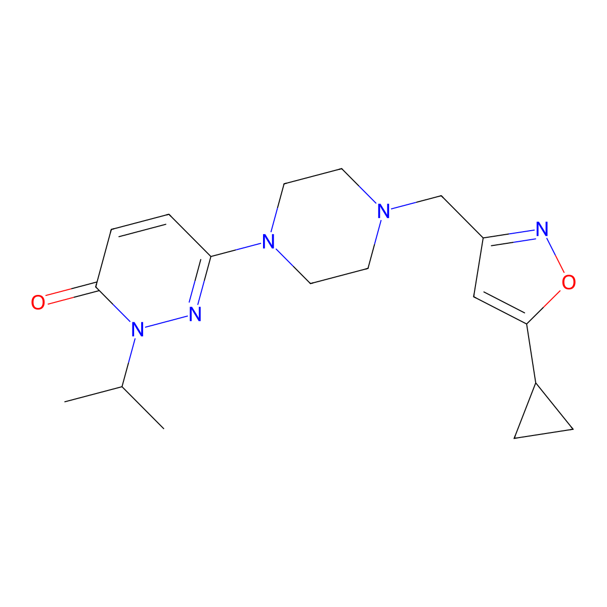 6-{4-[(5-Cyclopropyl-1,2-oxazol-3-yl)methyl]piperazin-1-yl}-2-(propan-2-yl)-2,3-dihydropyridazin-3-one molecular structure, CAS 2770626-99-6