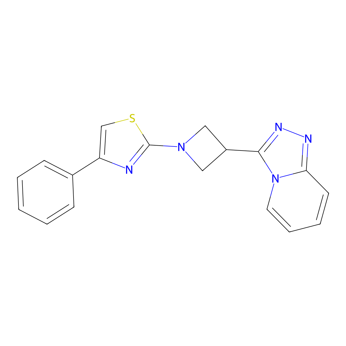 4-Phenyl-2-[3-([1,2,4]triazolo[4,3-a]pyridin-3-yl)azetidin-1-yl]-1,3-thiazole molecular structure, CAS 2770627-00-2
