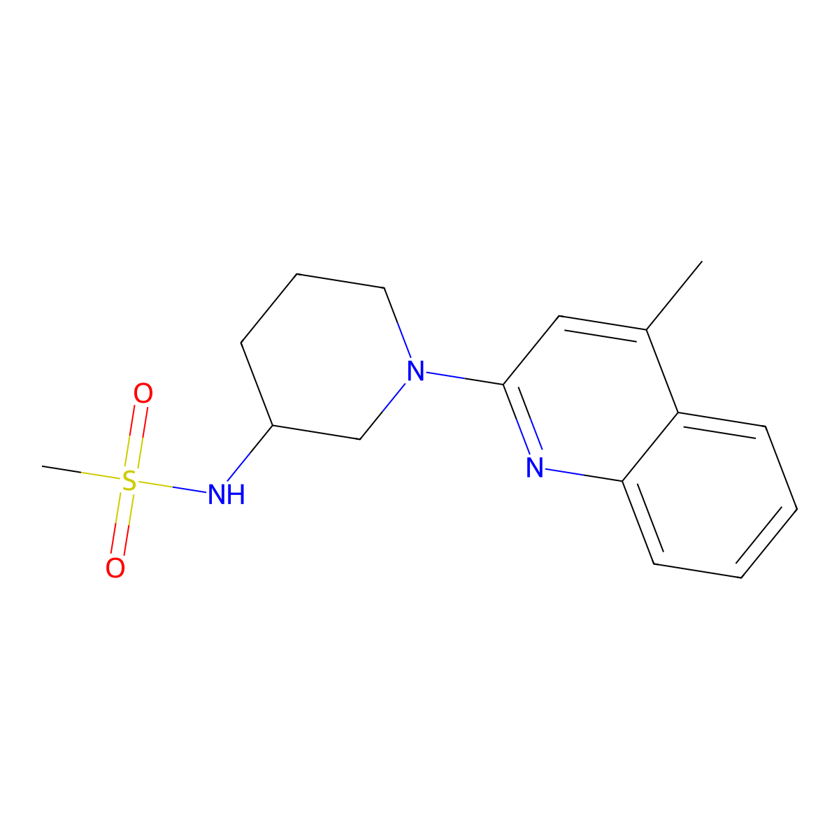 N-[1-(4-methylquinolin-2-yl)piperidin-3-yl]methanesulfonamide molecular structure, CAS 2770627-04-6