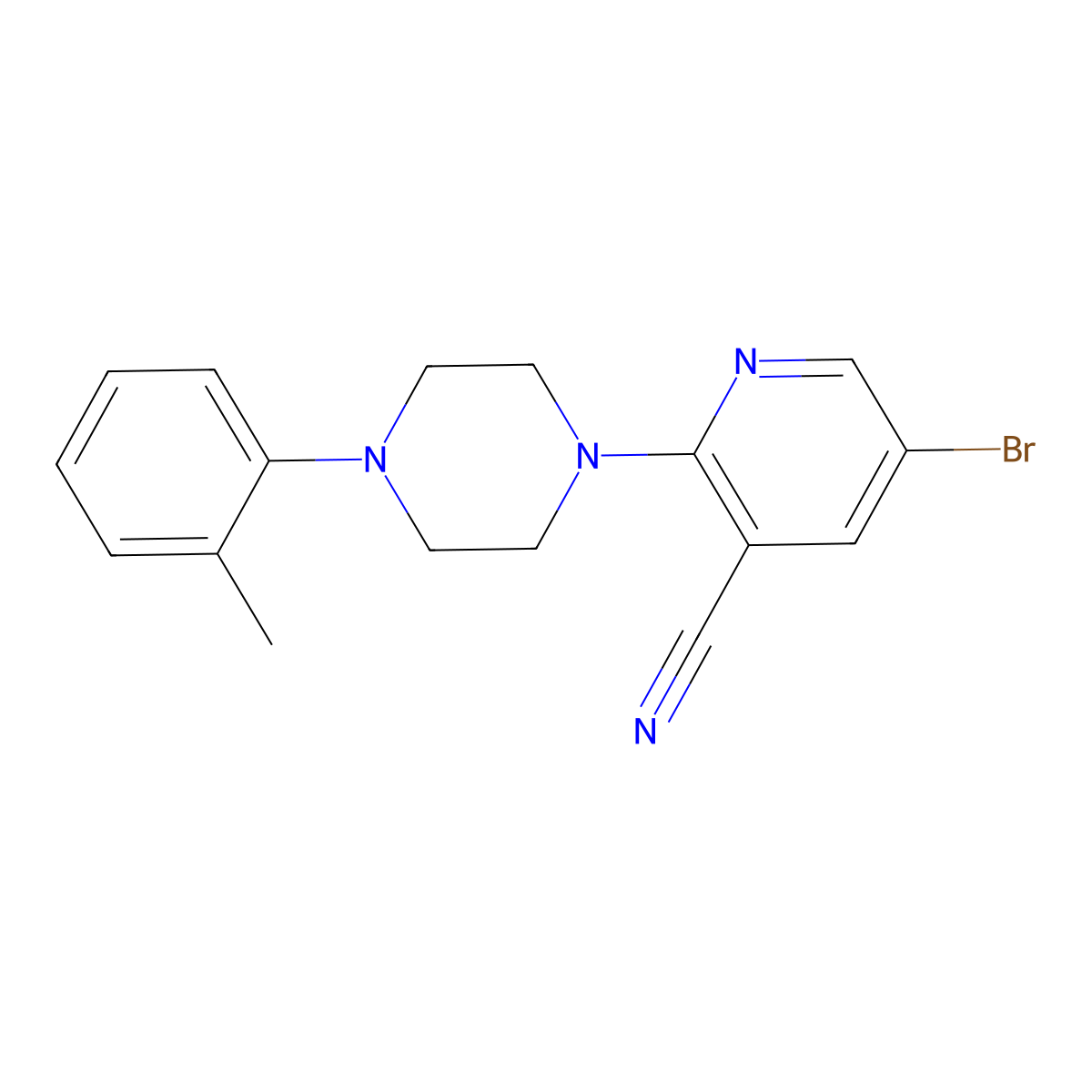 5-Bromo-2-[4-(2-methylphenyl)piperazin-1-yl]pyridine-3-carbonitrile molecular structure, CAS 2770627-10-4