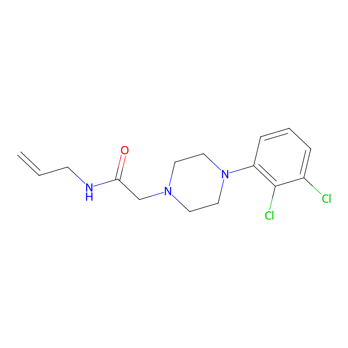 2-[4-(2,3-dichlorophenyl)piperazin-1-yl]-N-(prop-2-en-1-yl)acetamide molecular structure, CAS 2770627-12-6