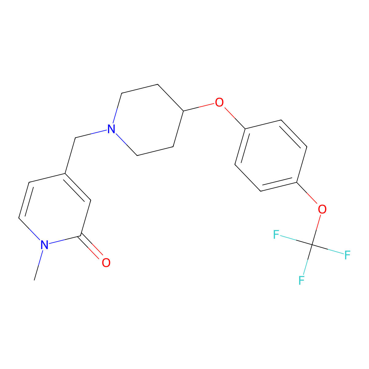 1-Methyl-4-({4-[4-(trifluoromethoxy)phenoxy]piperidin-1-yl}methyl)-1,2-dihydropyridin-2-one molecular structure, CAS 2770627-14-8
