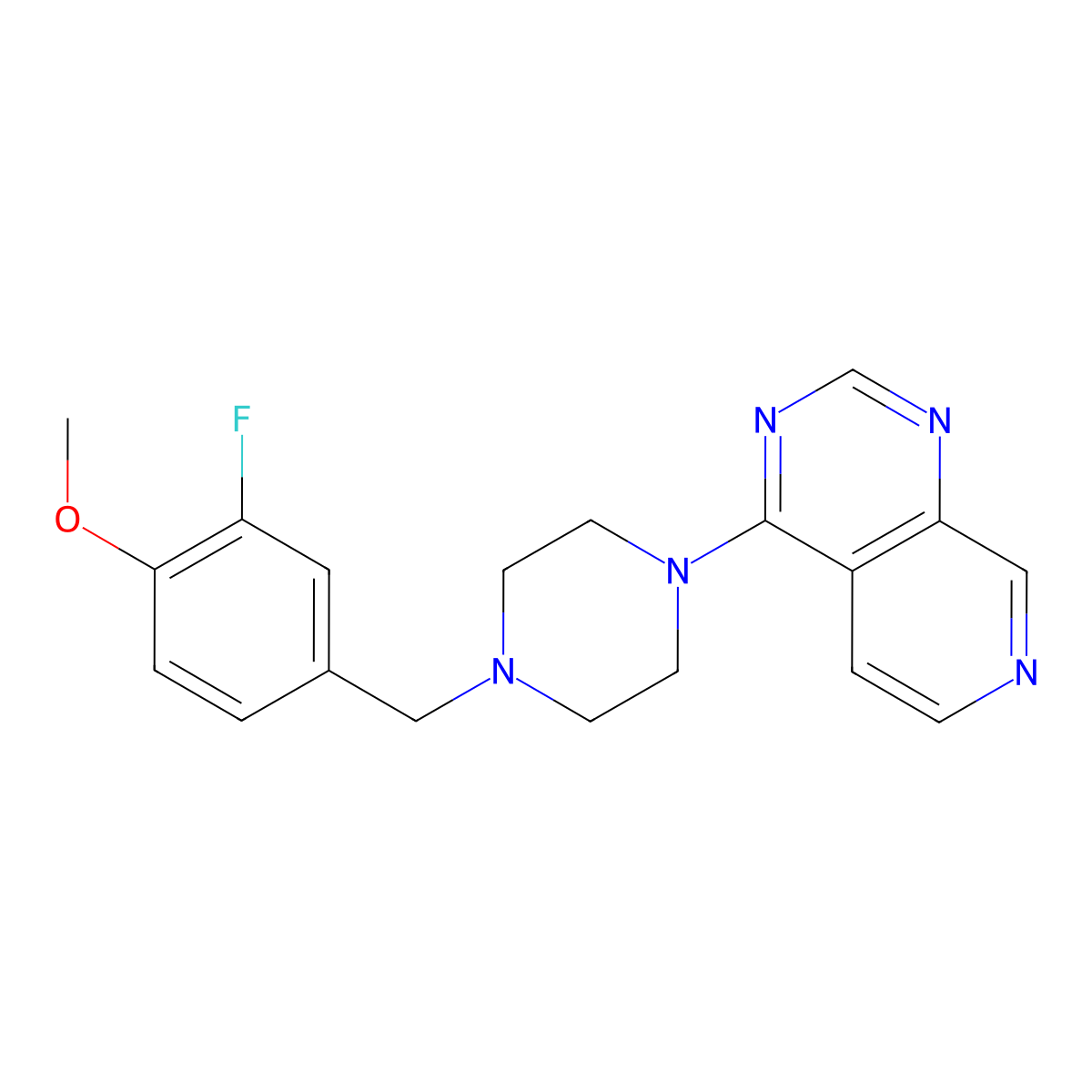 1-[(3-Fluoro-4-methoxyphenyl)methyl]-4-{pyrido[3,4-d]pyrimidin-4-yl}piperazine molecular structure, CAS 2770627-18-2