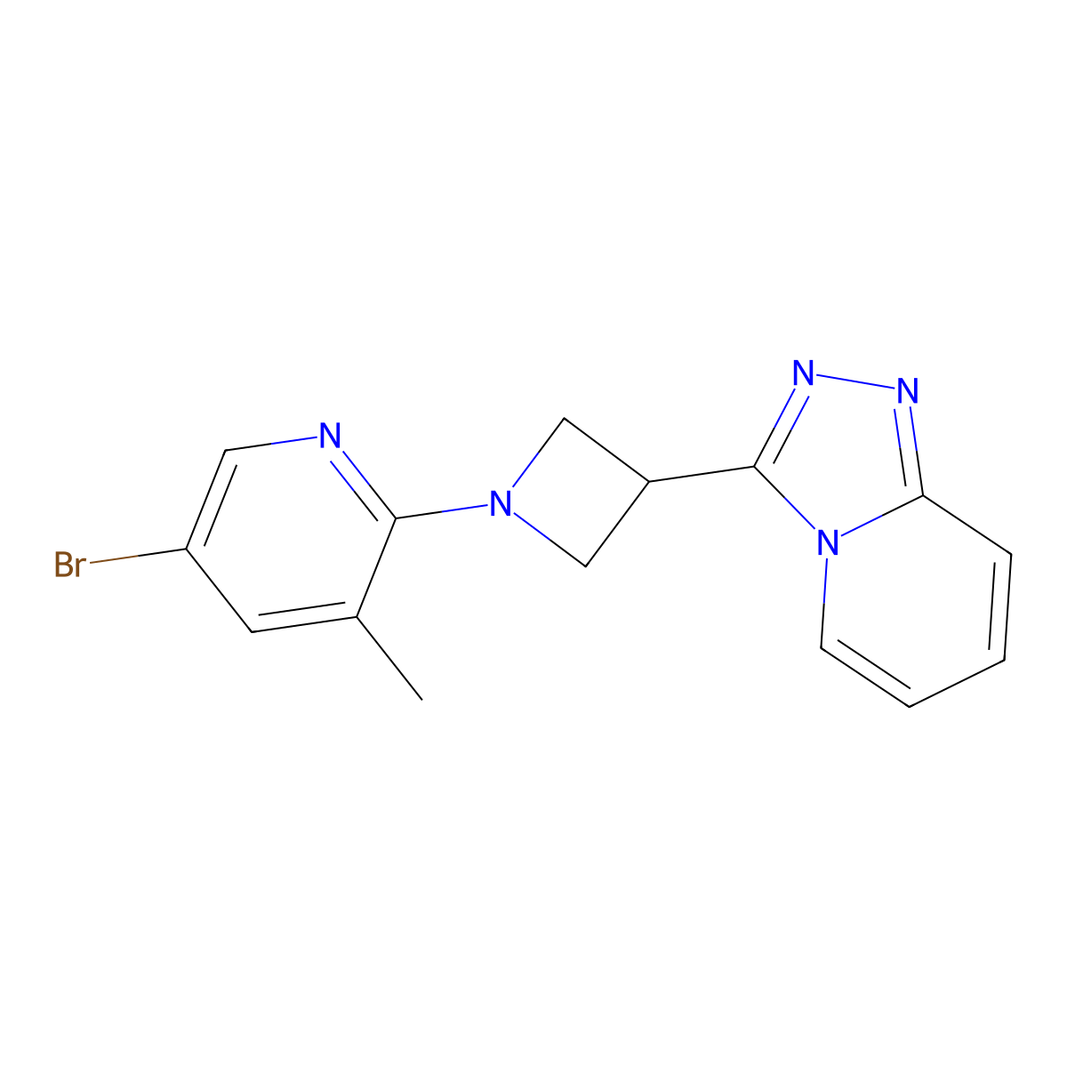 5-Bromo-3-methyl-2-(3-{[1,2,4]triazolo[4,3-a]pyridin-3-yl}azetidin-1-yl)pyridine molecular structure, CAS 2770627-19-3