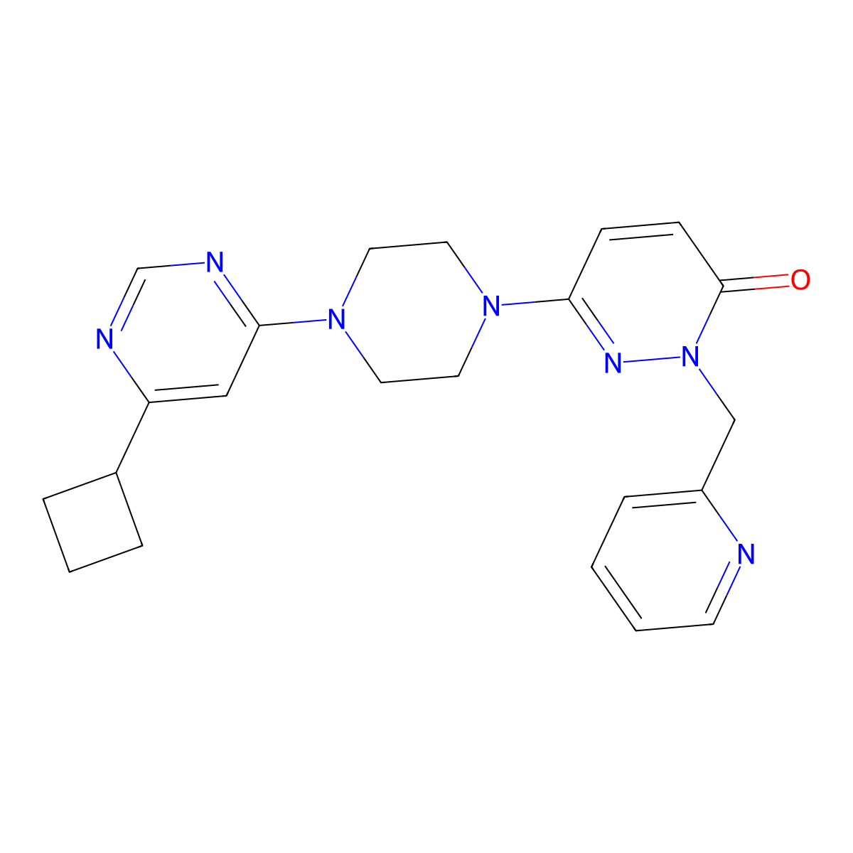 6-[4-(6-Cyclobutylpyrimidin-4-yl)piperazin-1-yl]-2-[(pyridin-2-yl)methyl]-2,3-dihydropyridazin-3-one molecular structure, CAS 2770627-26-2