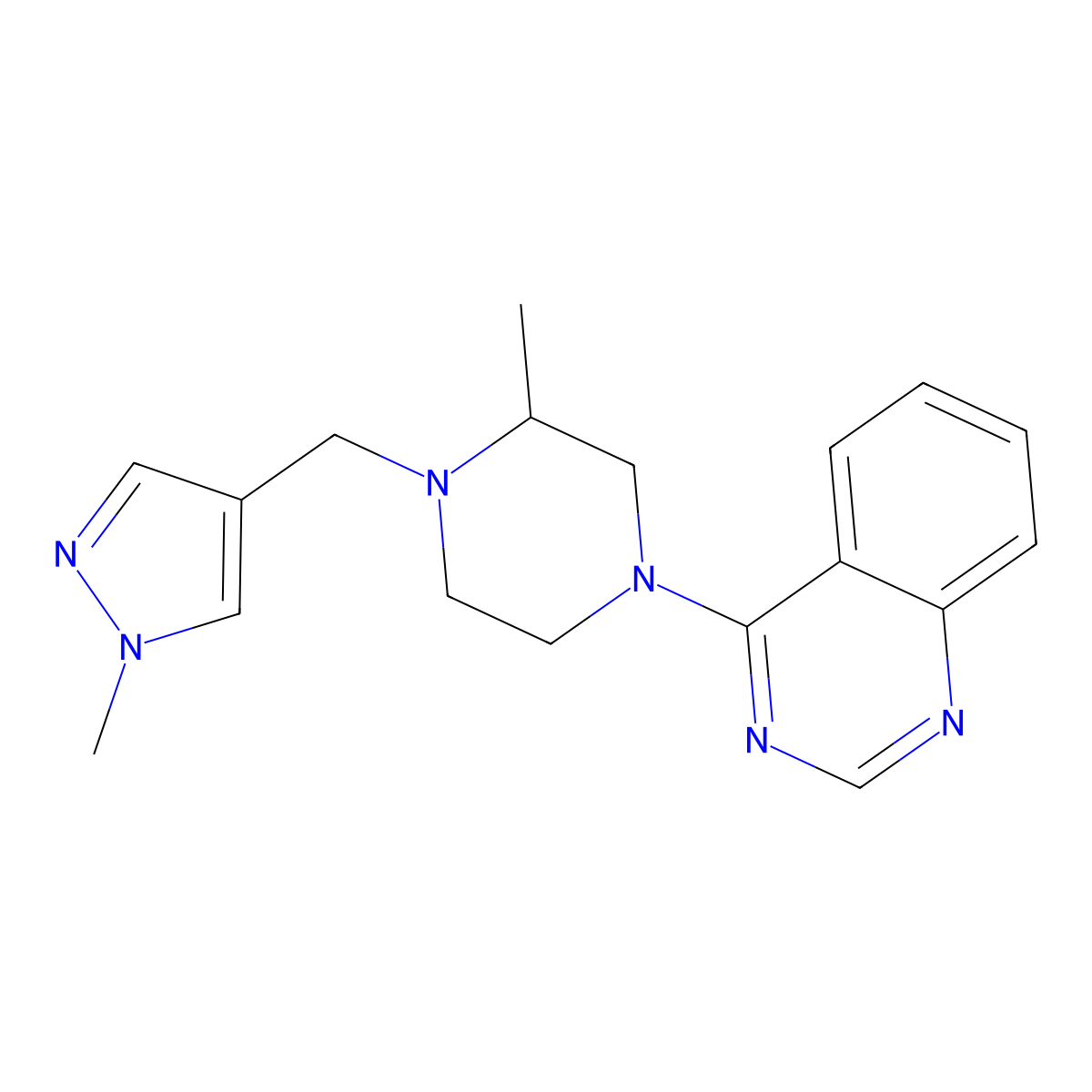 4-{3-methyl-4-[(1-methyl-1H-pyrazol-4-yl)methyl]piperazin-1-yl}quinazoline molecular structure, CAS 2770627-28-4