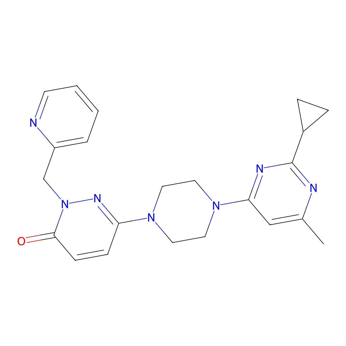 6-[4-(2-Cyclopropyl-6-methylpyrimidin-4-yl)piperazin-1-yl]-2-[(pyridin-2-yl)methyl]-2,3-dihydropyridazin-3-one molecular structure, CAS 2770627-31-9