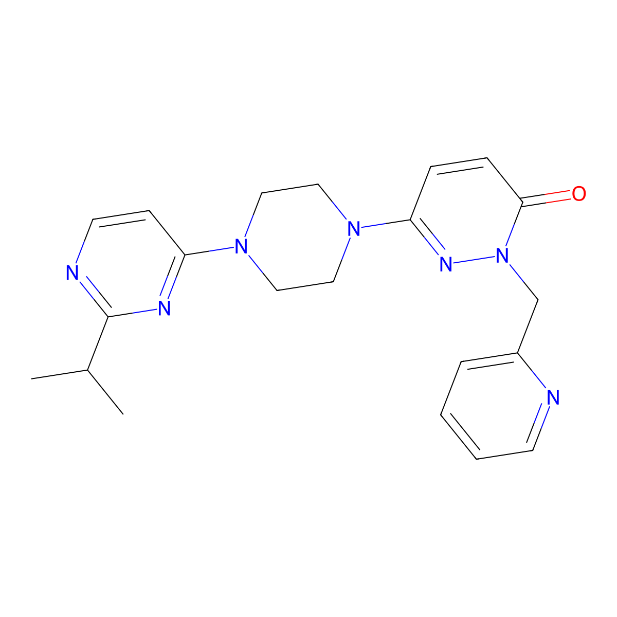 6-{4-[2-(Propan-2-yl)pyrimidin-4-yl]piperazin-1-yl}-2-[(pyridin-2-yl)methyl]-2,3-dihydropyridazin-3-one molecular structure, CAS 2770627-35-3