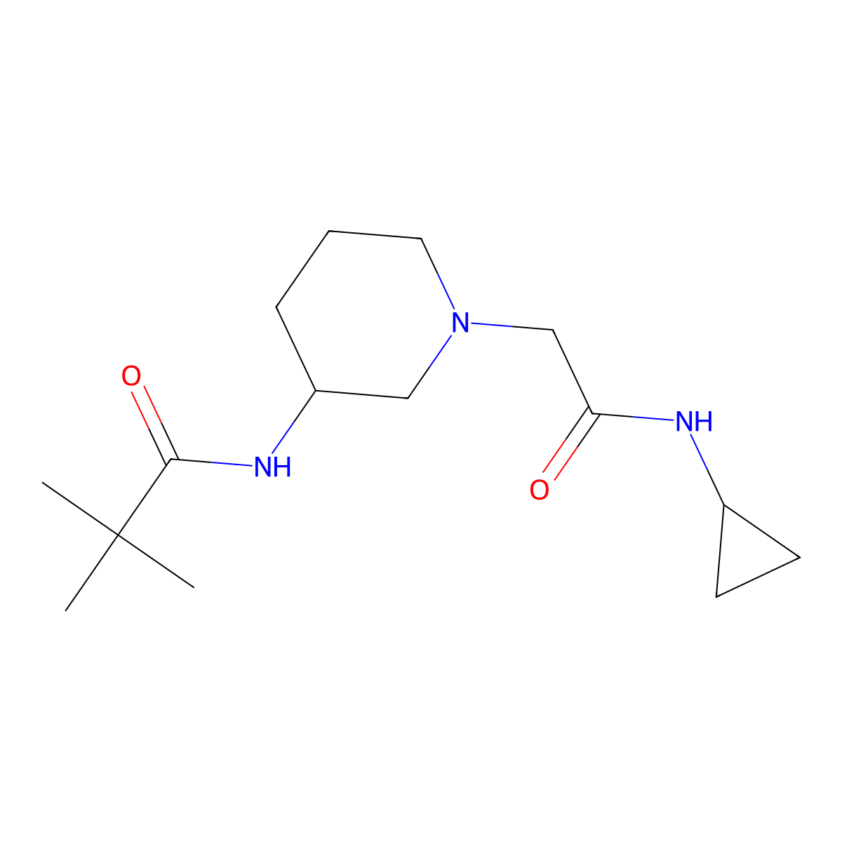 N-{1-[(cyclopropylcarbamoyl)methyl]piperidin-3-yl}-2,2-dimethylpropanamide molecular structure, CAS 2770627-36-4