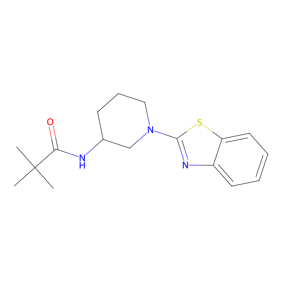 N-[1-(1,3-benzothiazol-2-yl)piperidin-3-yl]-2,2-dimethylpropanamide molecular structure, CAS 2770627-40-0