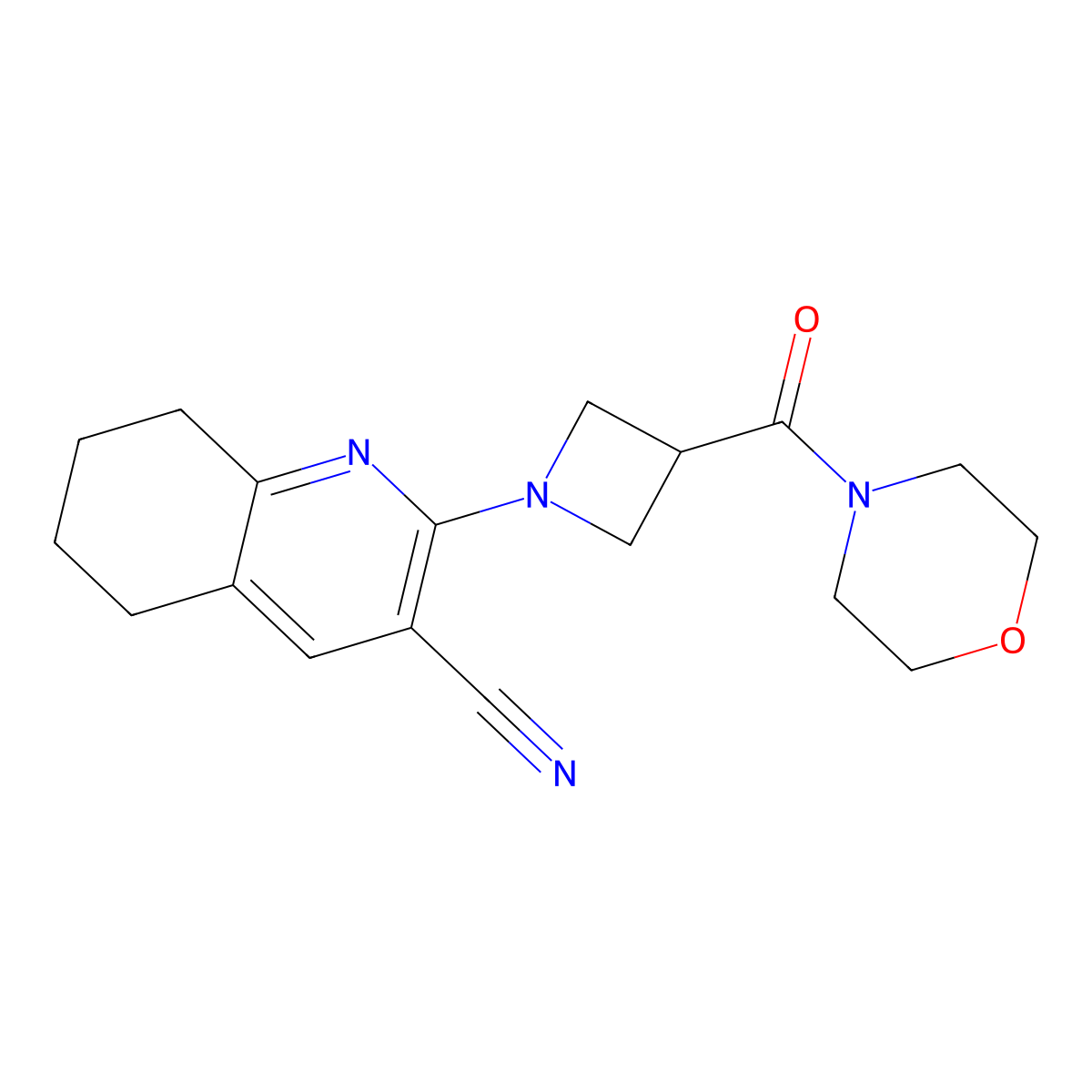 2-[3-(Morpholine-4-carbonyl)azetidin-1-yl]-5,6,7,8-tetrahydroquinoline-3-carbonitrile molecular structure, CAS 2770627-42-2