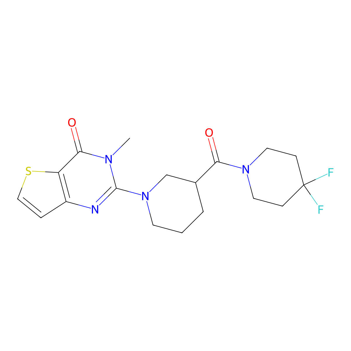 2-[3-(4,4-difluoropiperidine-1-carbonyl)piperidin-1-yl]-3-methyl-3H,4H-thieno[3,2-d]pyrimidin-4-one molecular structure, CAS 2770627-43-3