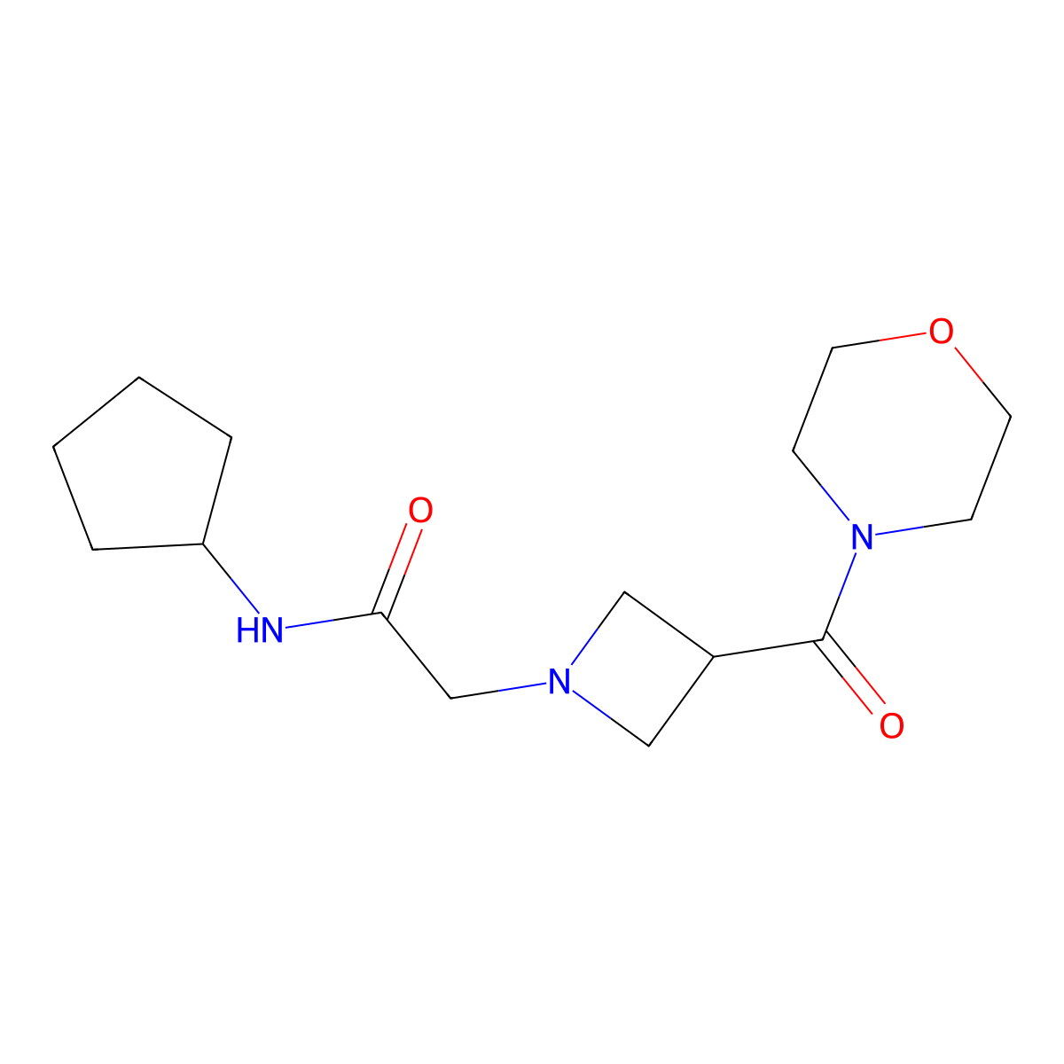N-cyclopentyl-2-[3-(morpholine-4-carbonyl)azetidin-1-yl]acetamide molecular structure, CAS 2770627-44-4
