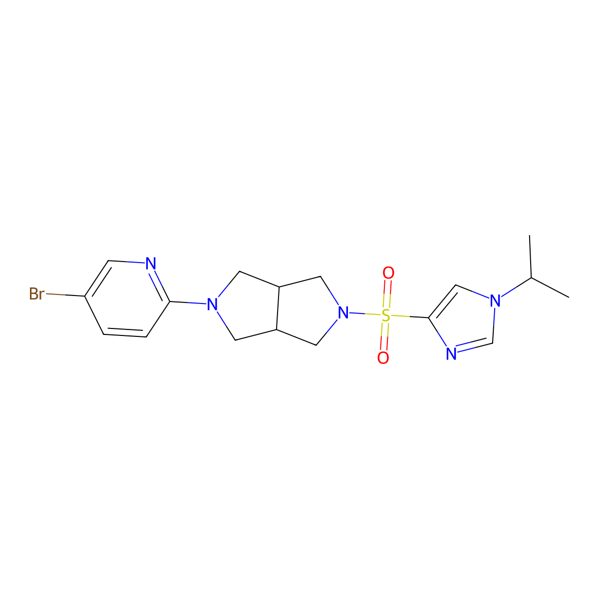 5-bromo-2-(5-{[1-(propan-2-yl)-1H-imidazol-4-yl]sulfonyl}-octahydropyrrolo[3,4-c]pyrrol-2-yl)pyridine molecular structure, CAS 2770627-46-6