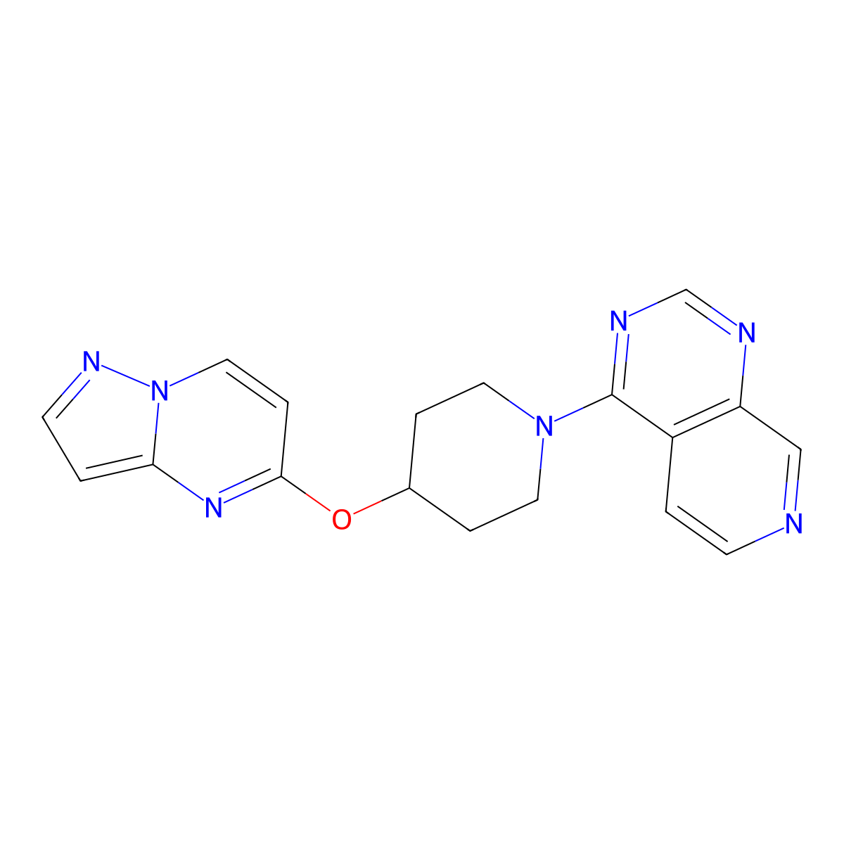 4-{Pyrazolo[1,5-a]pyrimidin-5-yloxy}-1-{pyrido[3,4-d]pyrimidin-4-yl}piperidine molecular structure, CAS 2770627-49-9