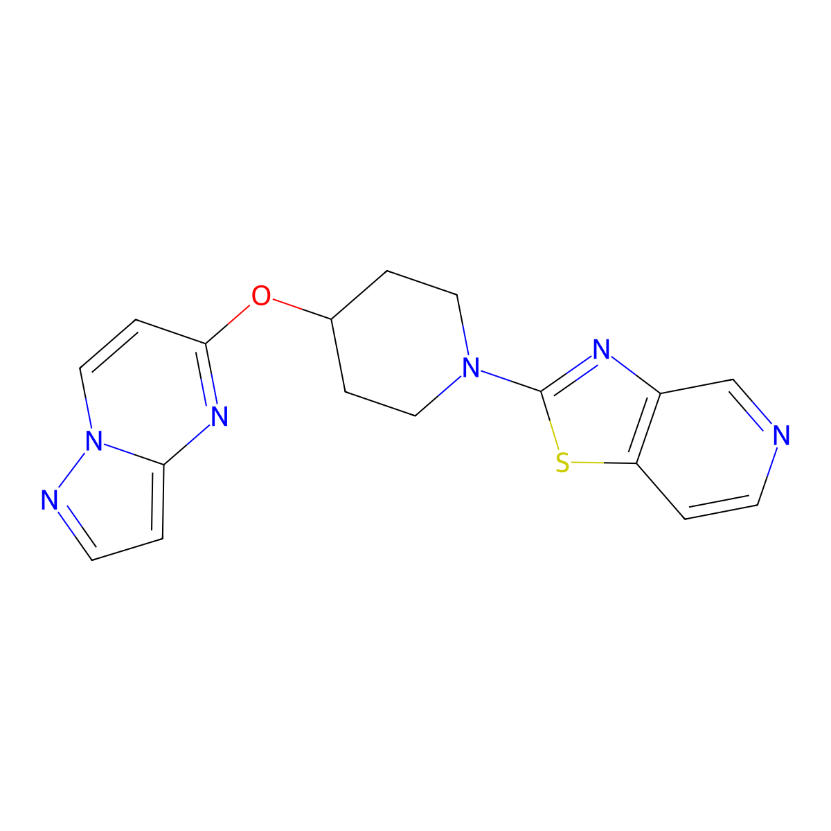 4-{Pyrazolo[1,5-a]pyrimidin-5-yloxy}-1-{[1,3]thiazolo[4,5-c]pyridin-2-yl}piperidine molecular structure, CAS 2770627-51-3