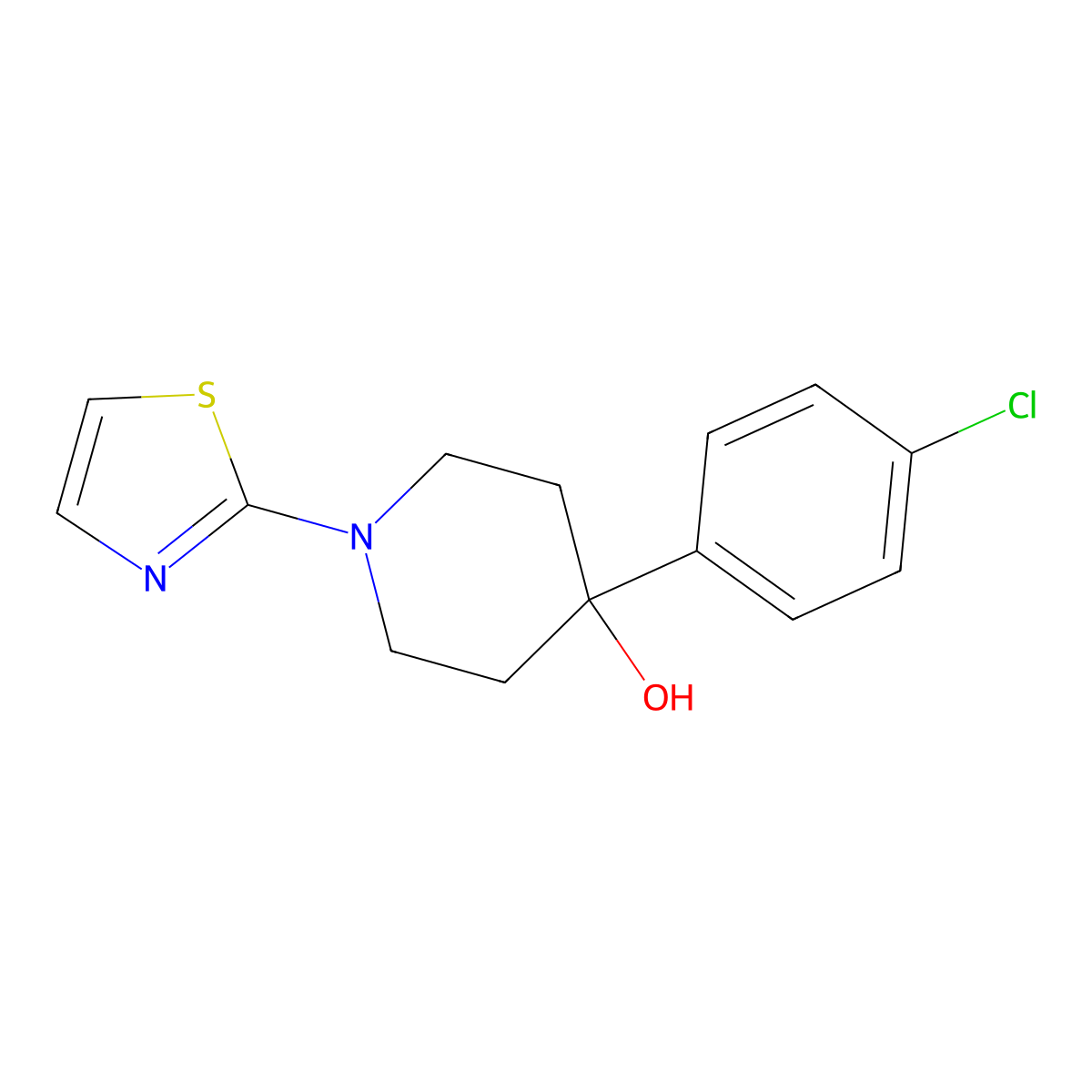 4-(4-Chlorophenyl)-1-(1,3-thiazol-2-yl)piperidin-4-ol molecular structure, CAS 2770627-56-8