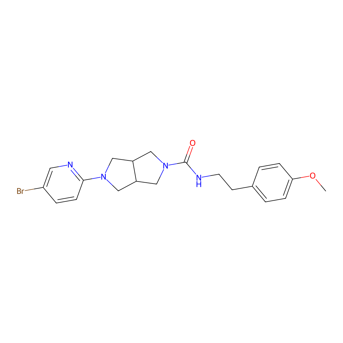 5-(5-bromopyridin-2-yl)-N-[2-(4-methoxyphenyl)ethyl]-octahydropyrrolo[3,4-c]pyrrole-2-carboxamide molecular structure, CAS 2770627-60-4