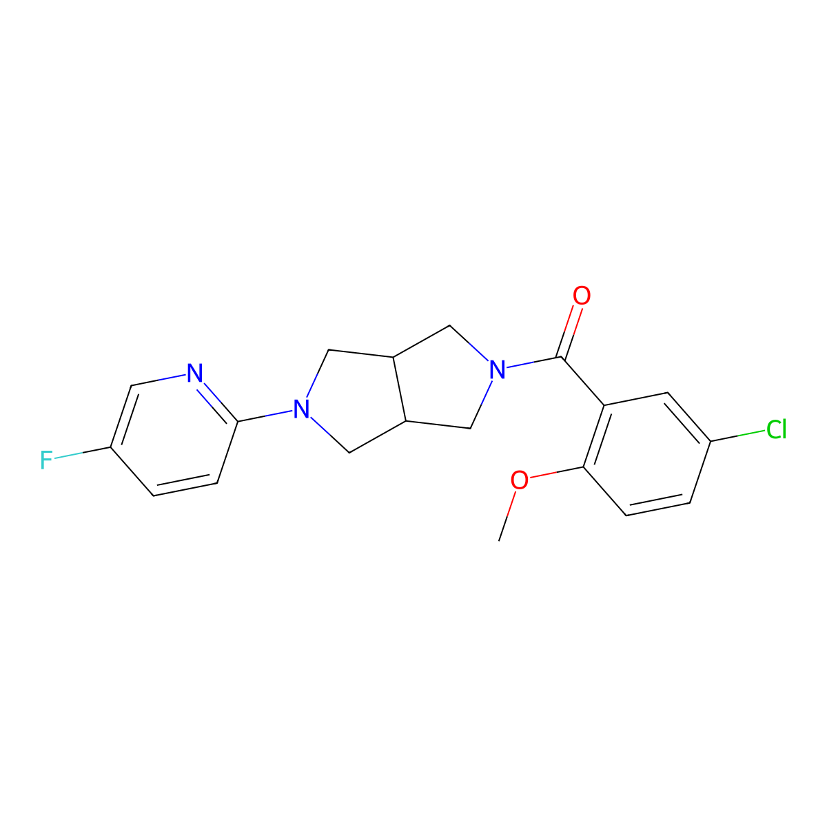 2-[5-(5-Chloro-2-methoxybenzoyl)-octahydropyrrolo[3,4-c]pyrrol-2-yl]-5-fluoropyridine molecular structure, CAS 2770627-65-9