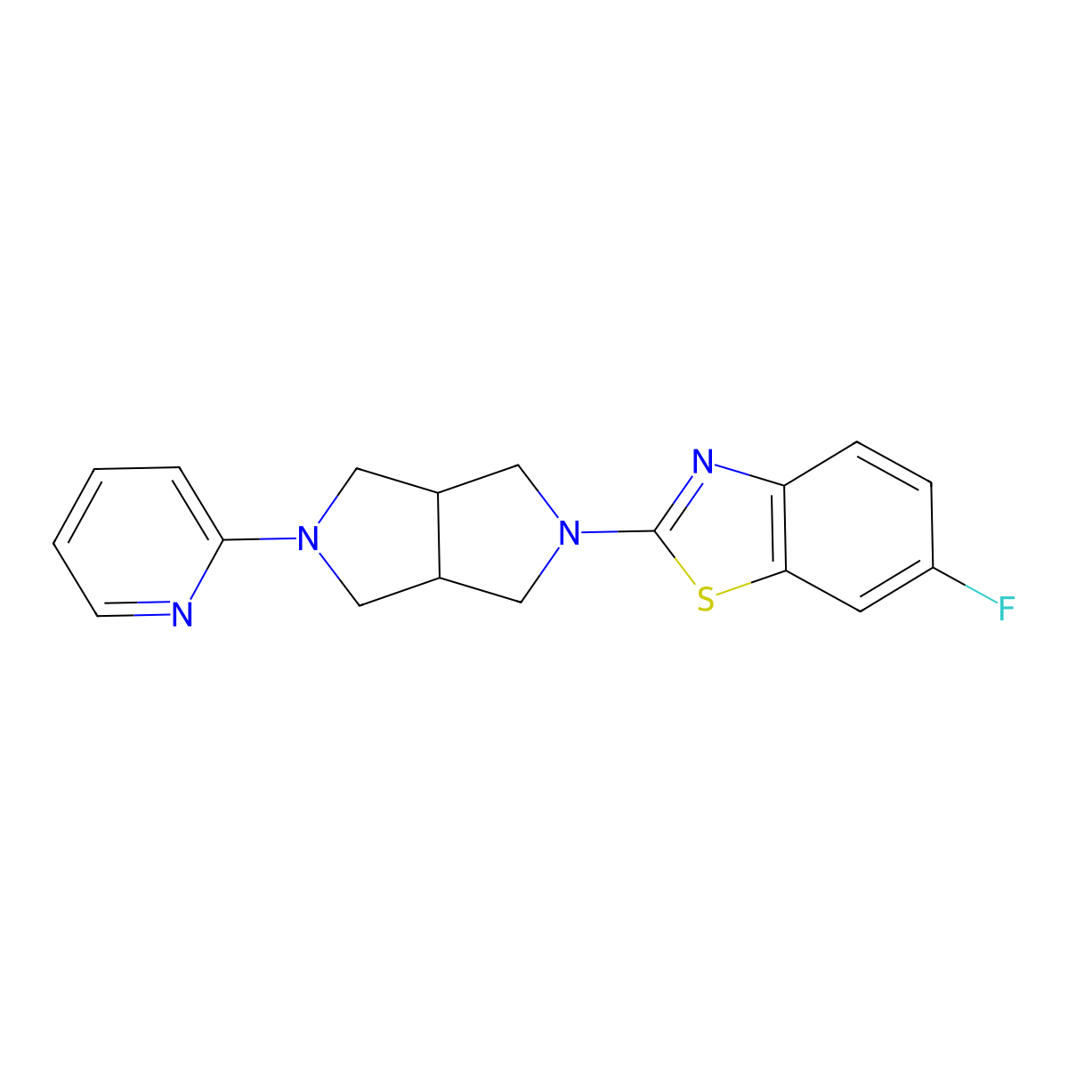 6-Fluoro-2-[5-(pyridin-2-yl)-octahydropyrrolo[3,4-c]pyrrol-2-yl]-1,3-benzothiazole molecular structure, CAS 2770627-74-0