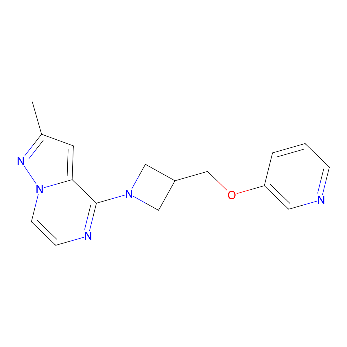3-[(1-{2-Methylpyrazolo[1,5-a]pyrazin-4-yl}azetidin-3-yl)methoxy]pyridine molecular structure, CAS 2770627-76-2