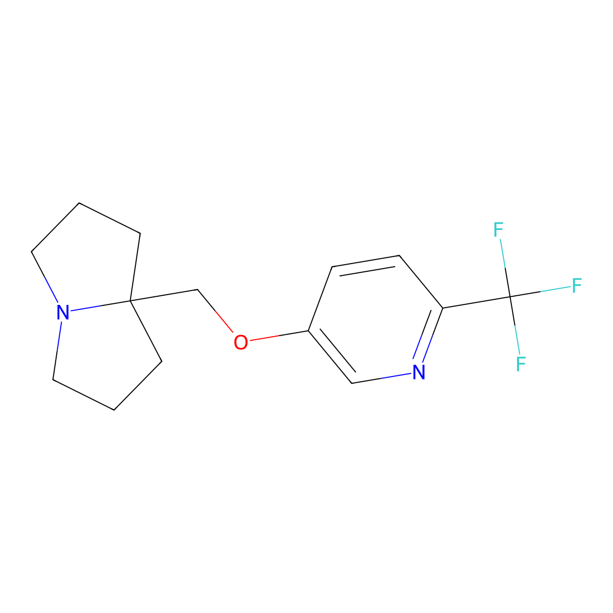 7a-({[6-(trifluoromethyl)pyridin-3-yl]oxy}methyl)-hexahydro-1H-pyrrolizine molecular structure, CAS 2770627-78-4