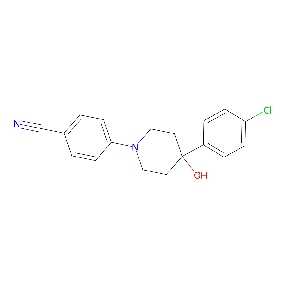 4-[4-(4-Chlorophenyl)-4-hydroxypiperidin-1-yl]benzonitrile molecular structure, CAS 2770627-81-9