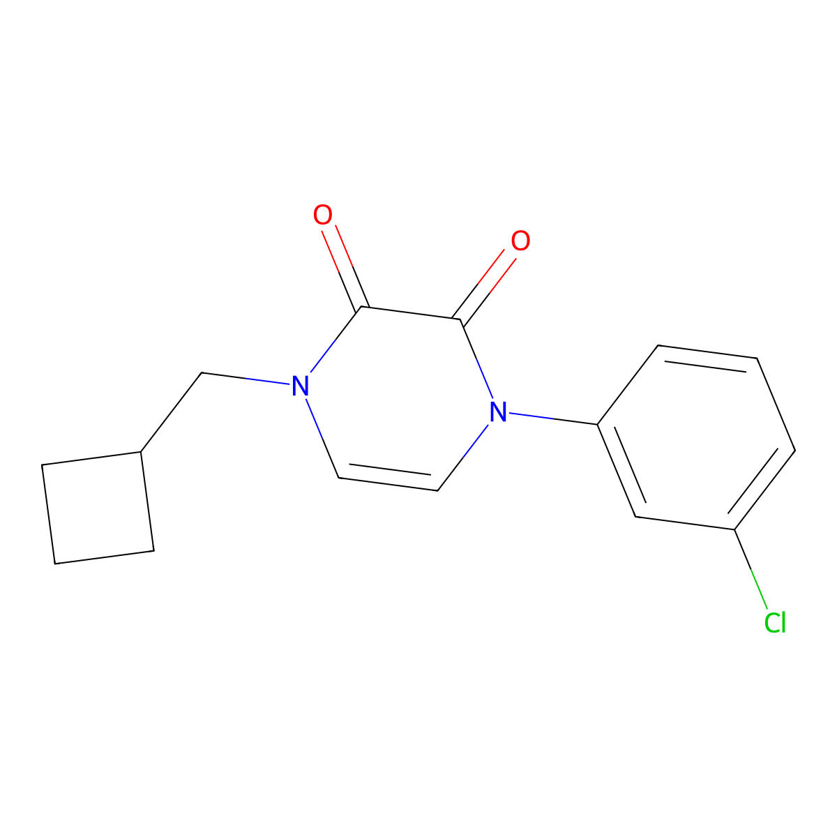 1-(3-Chlorophenyl)-4-(cyclobutylmethyl)-1,2,3,4-tetrahydropyrazine-2,3-dione molecular structure, CAS 2770627-94-4