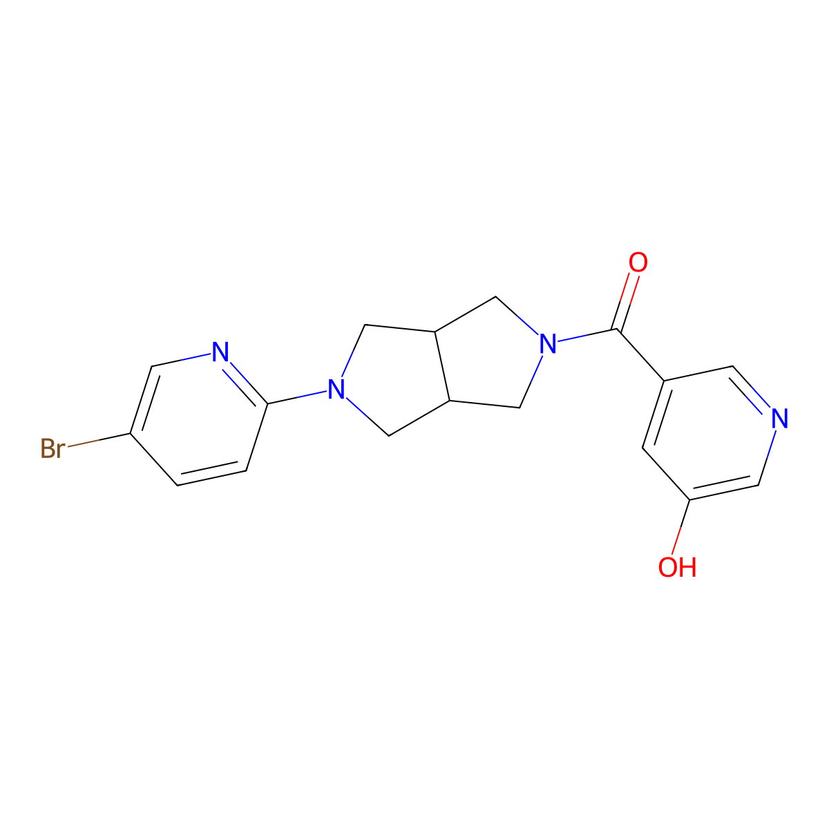 5-[5-(5-Bromopyridin-2-yl)-octahydropyrrolo[3,4-c]pyrrole-2-carbonyl]pyridin-3-ol molecular structure, CAS 2770627-95-5