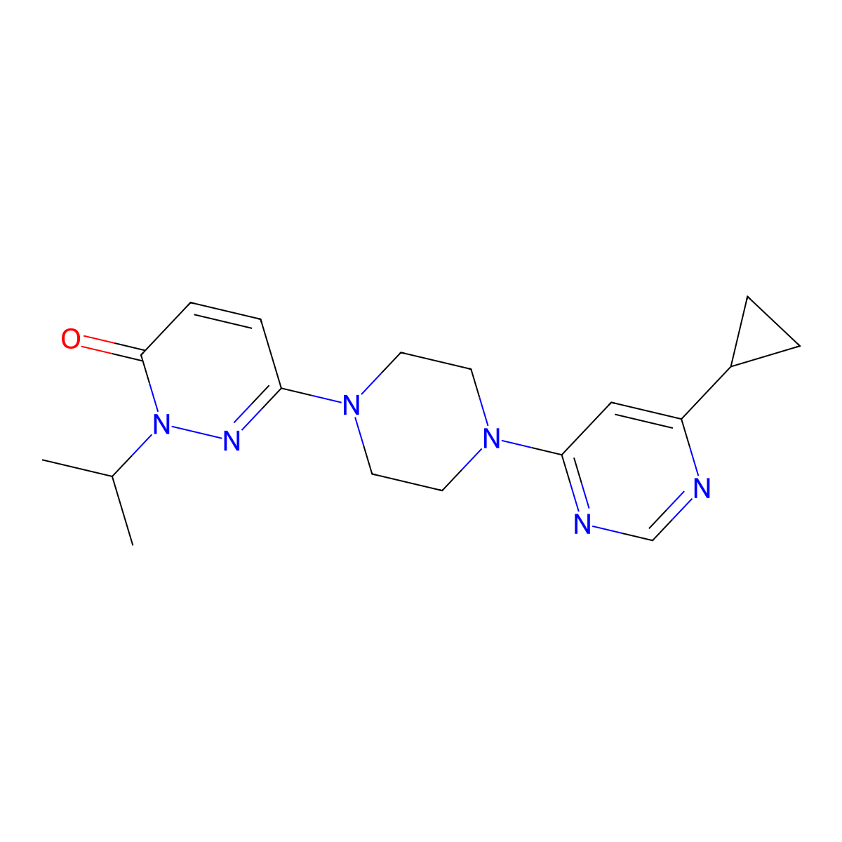 6-[4-(6-Cyclopropylpyrimidin-4-yl)piperazin-1-yl]-2-(propan-2-yl)-2,3-dihydropyridazin-3-one molecular structure, CAS 2770627-96-6