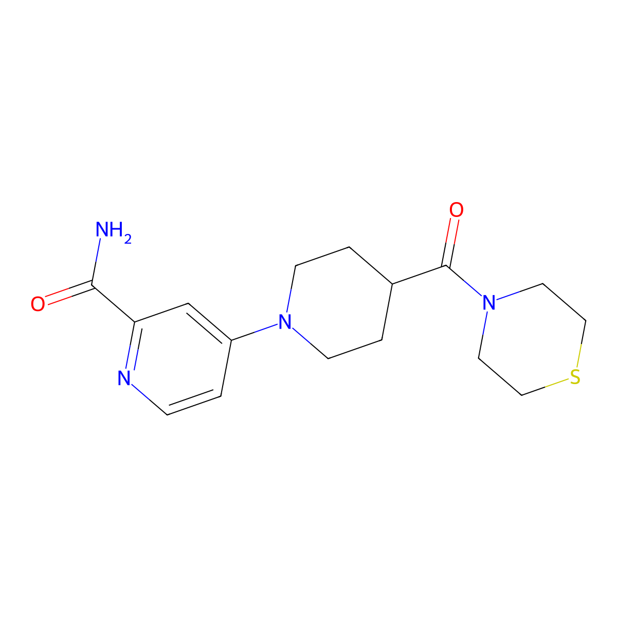 4-[4-(Thiomorpholine-4-carbonyl)piperidin-1-yl]pyridine-2-carboxamide molecular structure, CAS 2770627-99-9