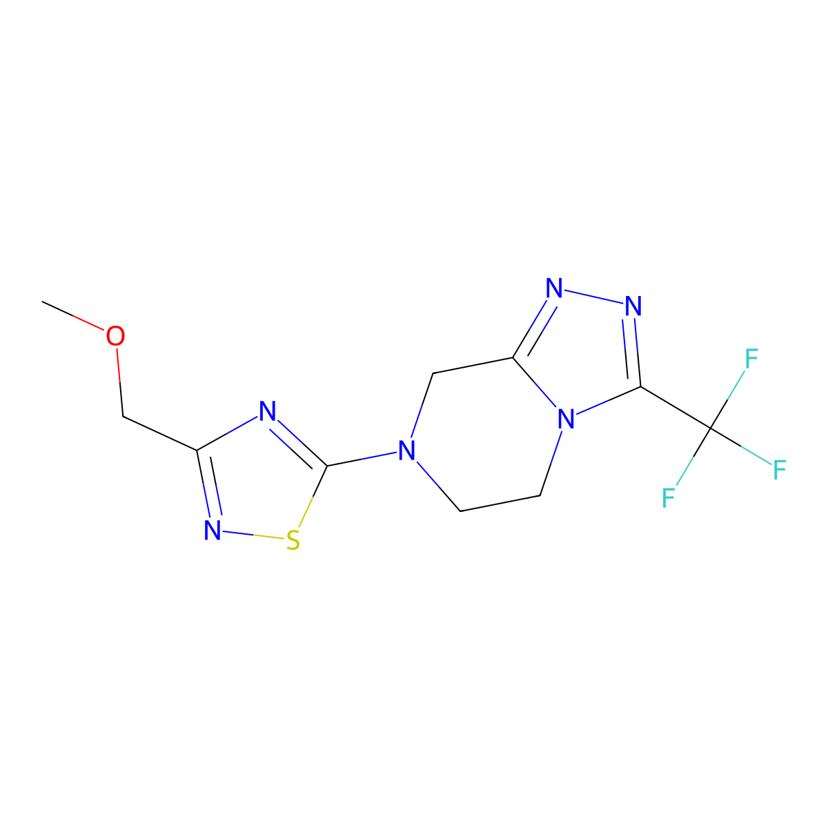 3-(methoxymethyl)-5-[3-(trifluoromethyl)-5H,6H,7H,8H-[1,2,4]triazolo[4,3-a]pyrazin-7-yl]-1,2,4-thiadiazole molecular structure, CAS 2770628-04-9