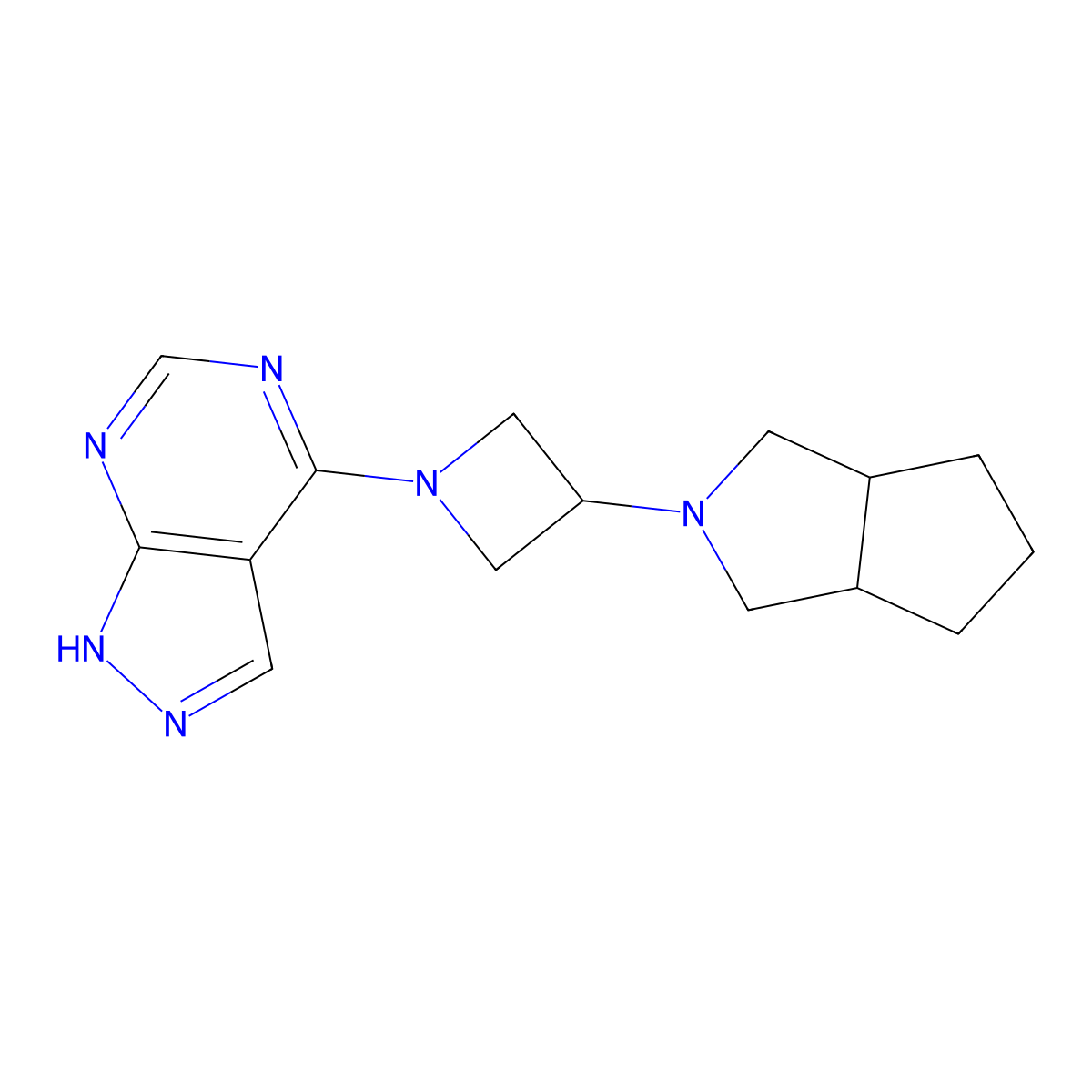 3-{octahydrocyclopenta[c]pyrrol-2-yl}-1-{1H-pyrazolo[3,4-d]pyrimidin-4-yl}azetidine molecular structure, CAS 2770628-09-4